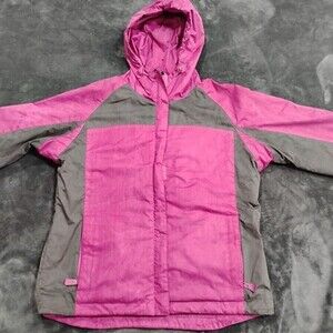 Champion Women's Zip Up Pink Purple & Gray Hooded Jacket 100% Polyester